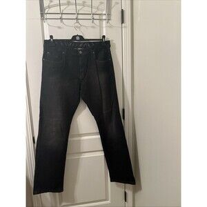 Men's Size 36x34 Zubaz Straight Leg Black Jeans Pockets Dark Wash